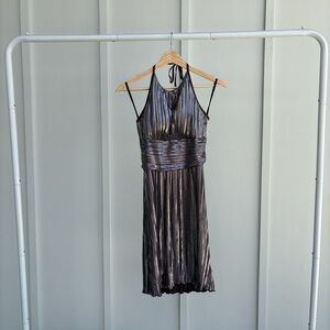 Elegant Black and Purple Halter Dress